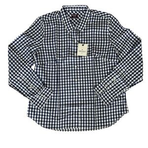 Women’s UNTUCKit Blue Checkered Button-Up Shirt Size 2 NWT Regular Fit